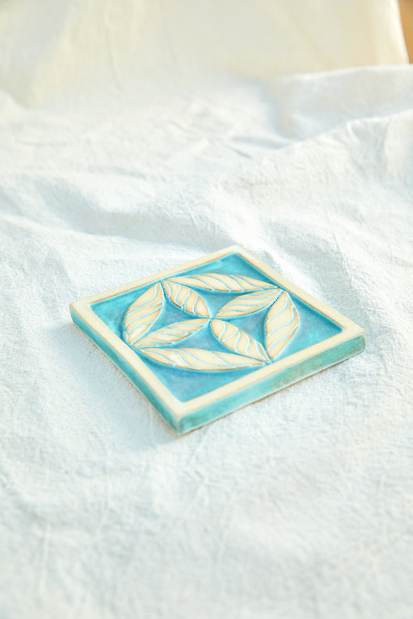 Turquoise Cross Leaf Tile