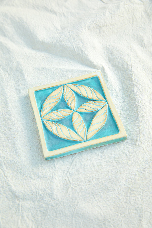 Turquoise Cross Leaf Tile