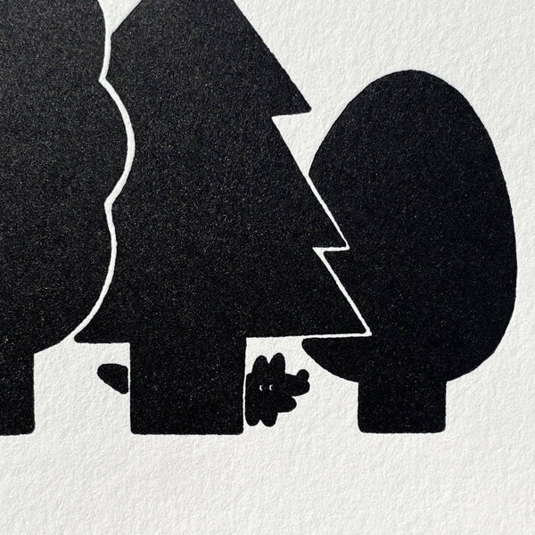Letterpress Card - Coyote in Forest