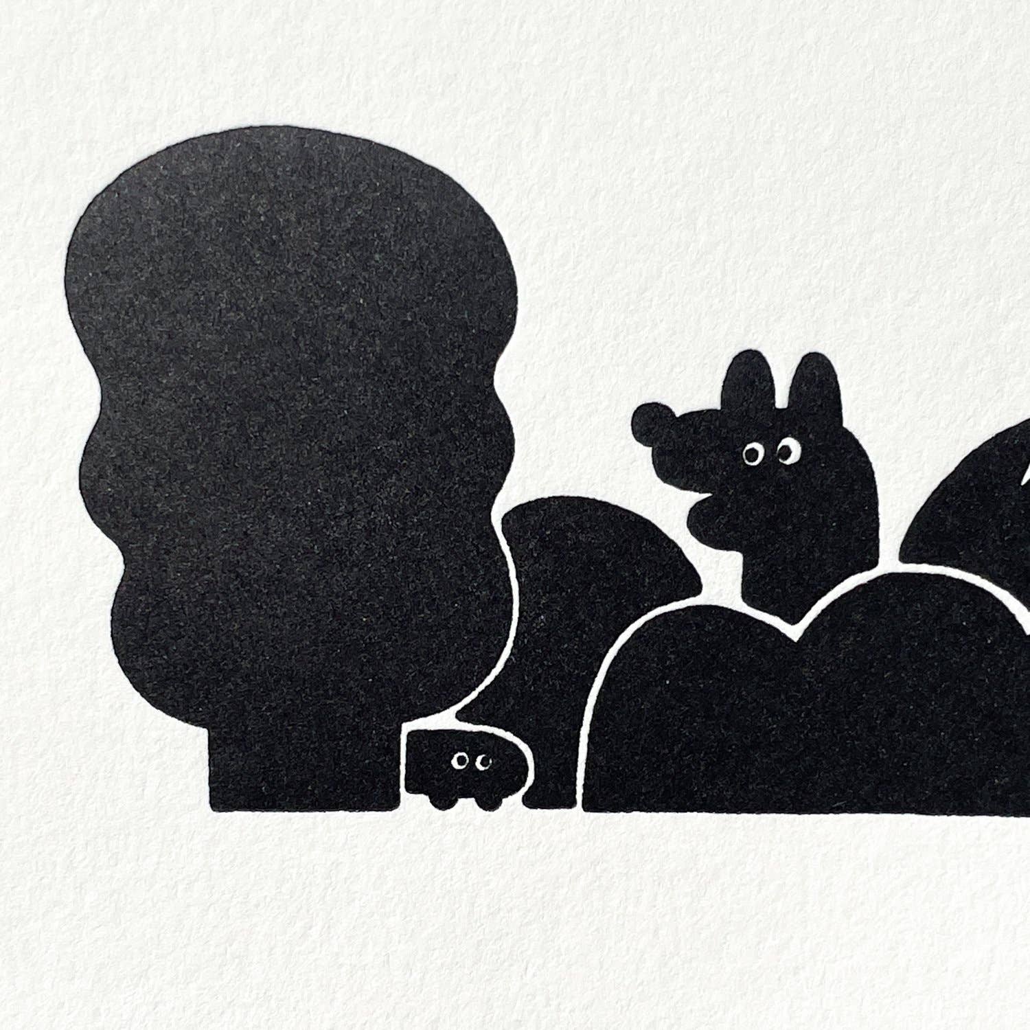 Letterpress Card - Coyote & Caterpillar in Bush