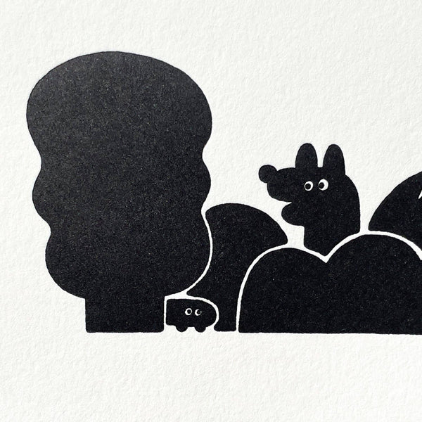 Letterpress Card - Coyote & Caterpillar in Bush