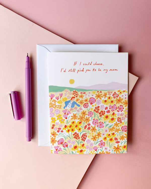 Picking Mom – Sweet and Love Greeting Card for Moms