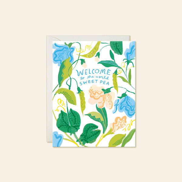 Sweet Pea Baby – Floral Welcome Baby Card