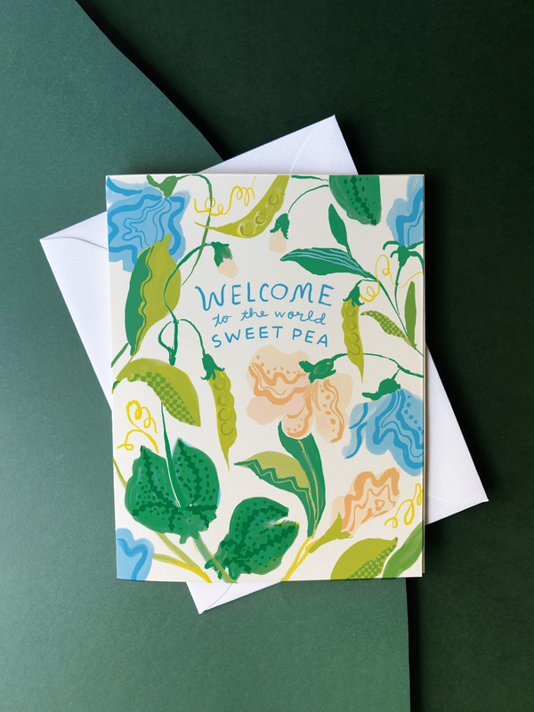 Sweet Pea Baby – Floral Welcome Baby Card