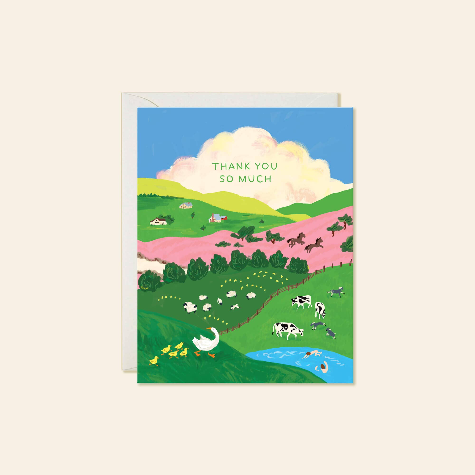 Farmland Thank You Card – Scenic Landscape Greeting Card