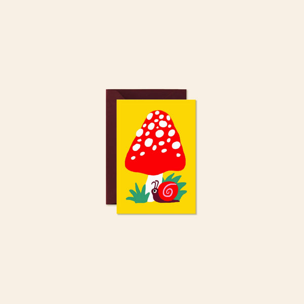 Mushroom & Snail – Cute Woodland Mini Note Card